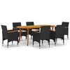 vidaXL Set Mobili da Pranzo per Giardino 7 pz Nero