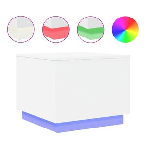 vidaXL Tavolino da Salotto con Luci LED Bianco 50x50x40 cm