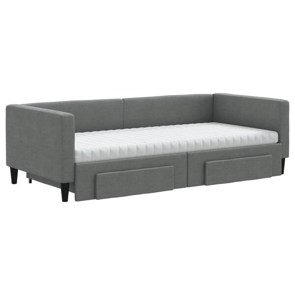 vidaXL Divano Letto Estraibile Cassetti Grigio Scuro 90x190cm Tessuto