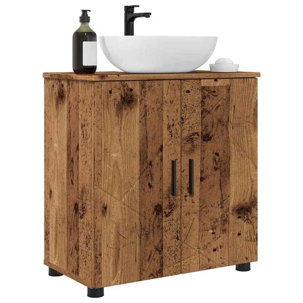 vidaXL Mobile da Bagno con archiviazione Legno vecchio 61 x 35 x 64 cm