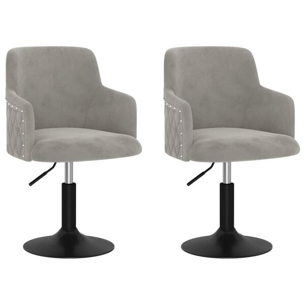 vidaXL Sedie da Pranzo Girevoli 2 pz Grigio Chiaro in Velluto