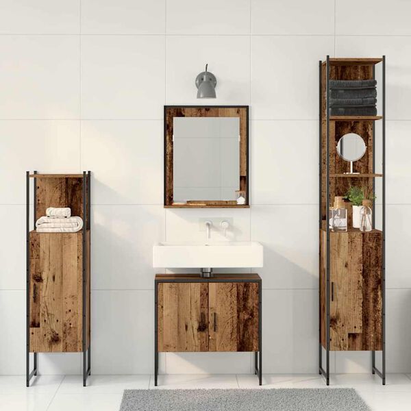 vidaXL Set di mobili per il bagno 4 pcs Marrone 33 x 33 x 185.5 cm