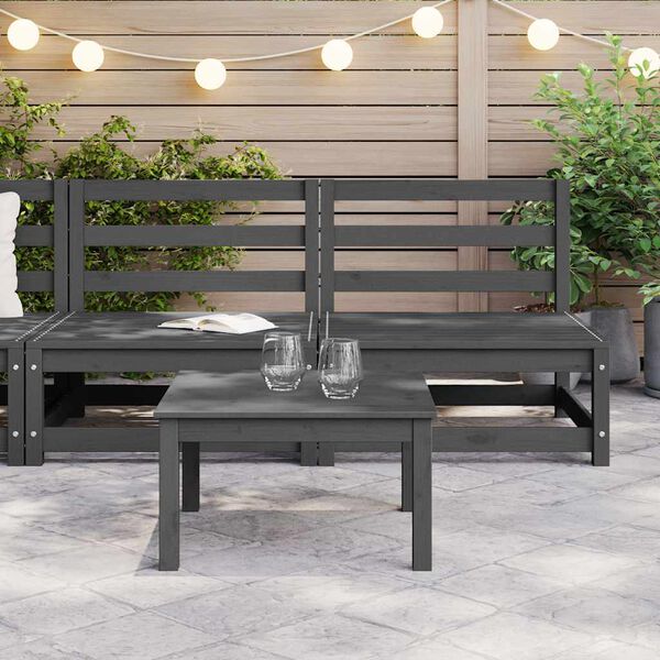 vidaXL Divani Centrali da Giardino 2 pz Grigio in Massello di Pino