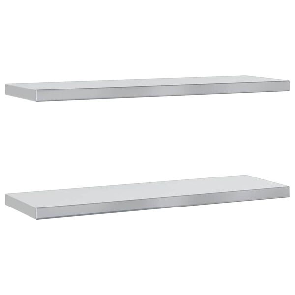 vidaXL Mensole a Muro 2 pz 75x23,5cm Argento in Acciaio Inossidabile