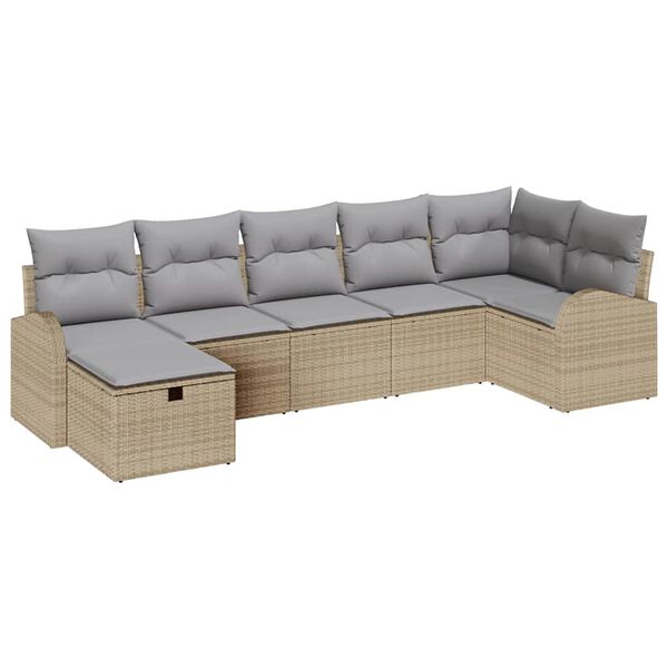 vidaXL Set di divani con cuscino Beige e Grigio Chiaro polyrattan