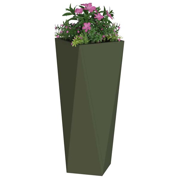vidaXL Fioriera 2 pcs Verde oliva 30 x 30 x 75 cm Acciaio