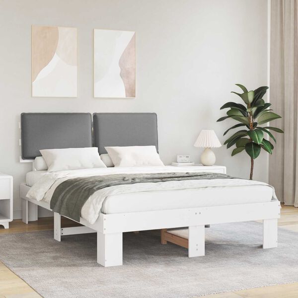 vidaXL Letto con Testiera Rivestita Grigio chiaro 140 x 200 cm
