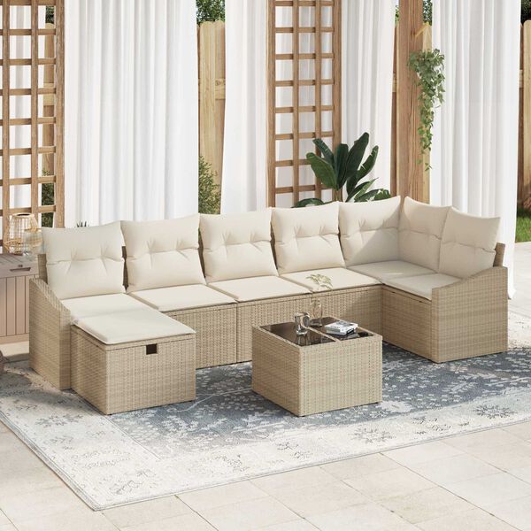 vidaXL Set di divani con cuscino 7 pcs polyrattan
