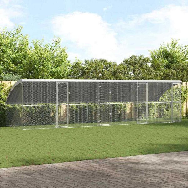 vidaXL Gabbia per polli 4 pcs Argento 800 x 200 x 198,5 cm