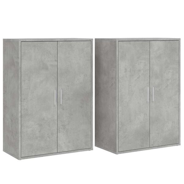 vidaXL Credenze 2 pz Grigio Cemento 60x31x84 cm in Legno Multistrato