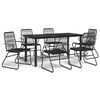 vidaXL Set da Pranzo da Giardino 7 pz Nero in Rattan PVC