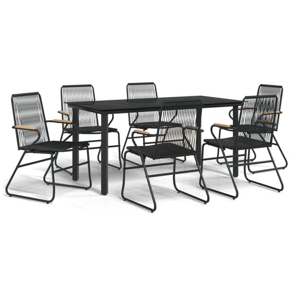 vidaXL Set da Pranzo da Giardino 7 pz Nero in Rattan PVC