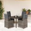 vidaXL Set Bistr&ograve; da Giardino 5 pz con Cuscini in Polyrattan Grigio