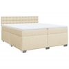 vidaXL Giroletto a Molle con Materasso Crema 200x200 cm in Tessuto