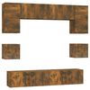 vidaXL Set Mobili Porta TV 8pz Rovere Fumo in Legno Multistrato