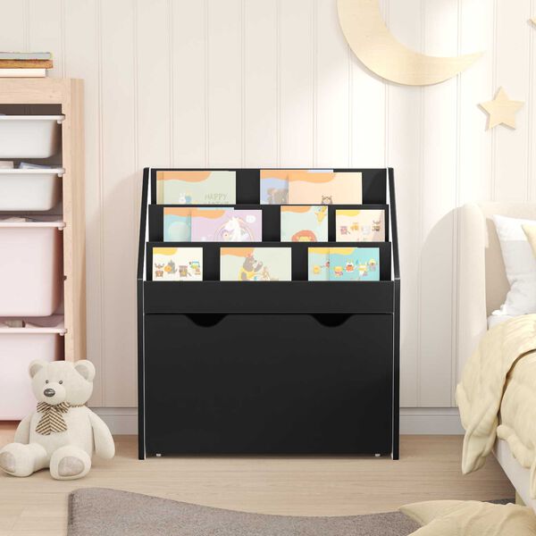 vidaXL Libreria per Bambini Nero 60 x 29,5 x 69 cm Legno multistrato