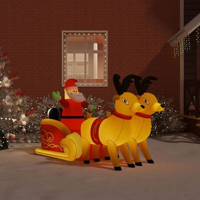 vidaXL Decorazione Natalizia Babbo Natale e Renne Gonfiabili LED 130cm
