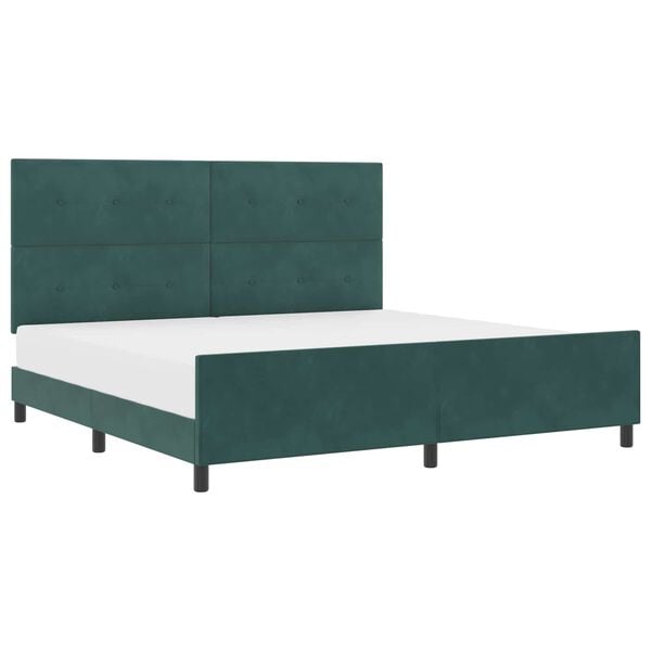 vidaXL Letto a molle con testiera Verde Scuro 200 x 200 cm Velluto
