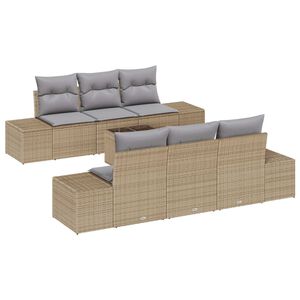 vidaXL Set Divano da Giardino con cuscino 7 pcs Beige polyrattan
