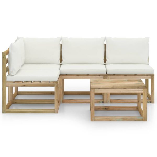 vidaXL Set Salotto da Giardino 5pz con Cuscini Crema