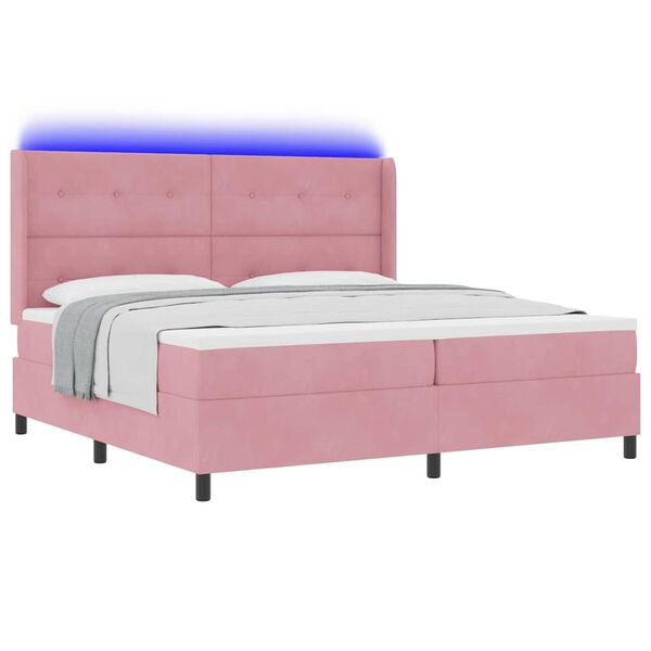 vidaXL Letto a molle con materasso con led Rosa 200 x 200 cm Velluto