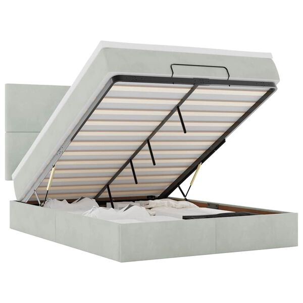 vidaXL Struttura Letto Pouf con Materassi 140x200 cm in Velluto