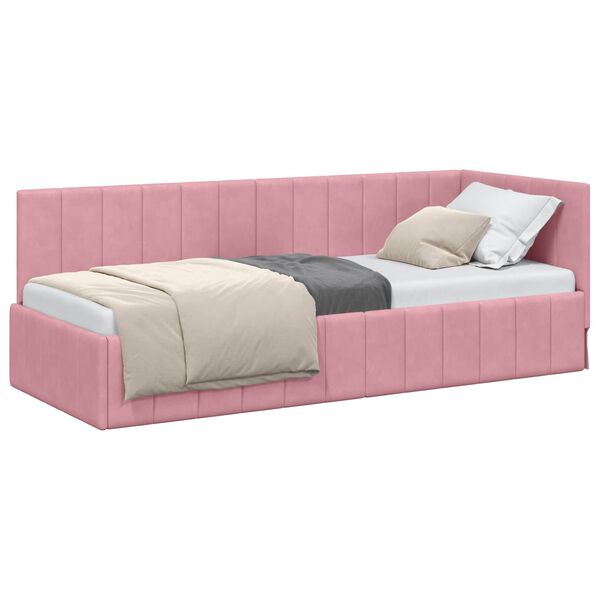 vidaXL Cornice del letto ad angolo Rosa 80 cm x 200 cm Velluto