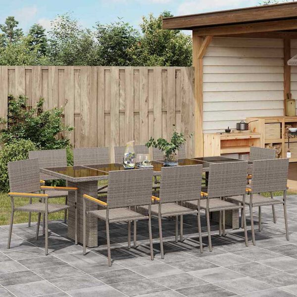 vidaXL Set da Pranzo per Giardino 11 pcs Grigio polyrattan