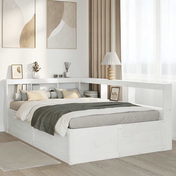 vidaXL Letto Libreria senza Materasso Bianco 140x190 cm Legno di Pino
