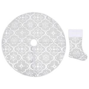 vidaXL Gonna Albero Natale Raffinata con Calza Bianca Tessuto 150 cm