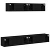 vidaXL Set mobile TV Montaggio a parete Rovere Nero Legno multistrato
