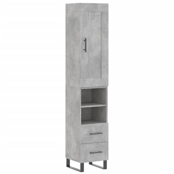 vidaXL Credenza Grigio Cemento 34,5x34x180 cm in Legno Multistrato