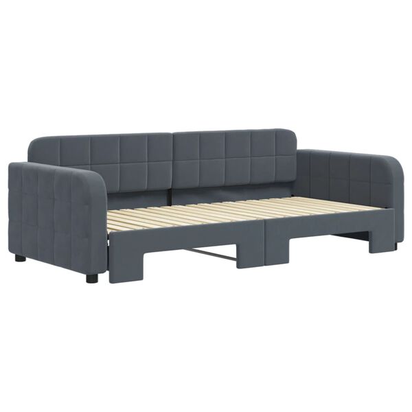 vidaXL Divano Letto con Letto Estraibile Grigio Scuro 90x190cm Velluto