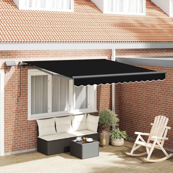 vidaXL Tenda Retrattile Nero 300 x 250 cm Tessuto