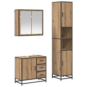 vidaXL Set di mobili per il bagno 3 pz Rovere artigianale