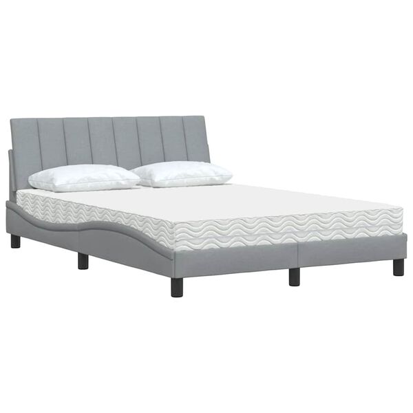 vidaXL Letto con Materasso Hanko Grigio Chiaro 140x190cm Tessuto