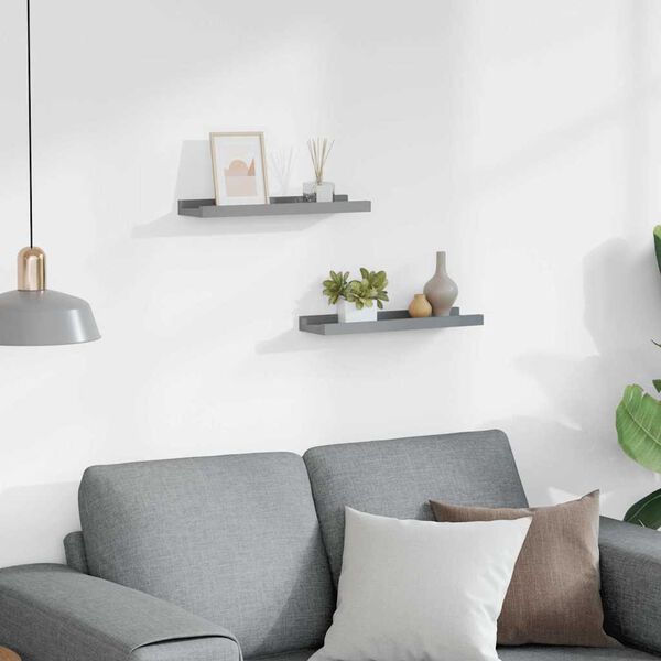 vidaXL Mensole Loggia per Foto 2 pz Grigie 40x9x3 cm in MDF