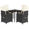 vidaXL Set da Pranzo da Giardino 5 pz Nero con Cuscini in Polyrattan