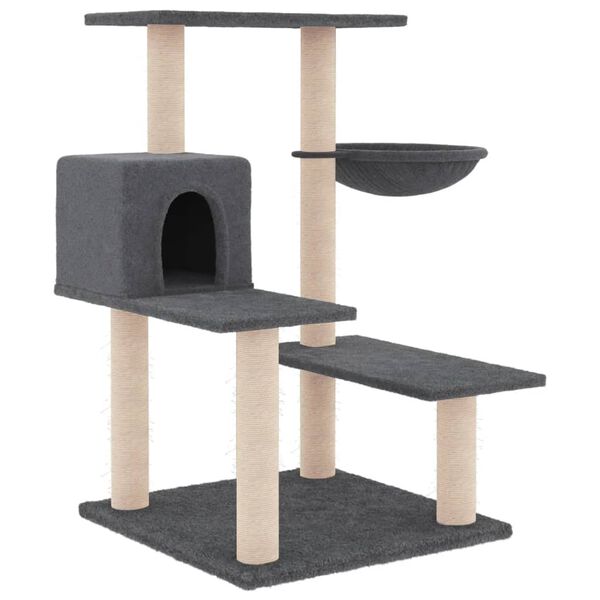 vidaXL Albero per Gatti con Tiragraffi in Sisal Grigio Scuro 82,5 cm