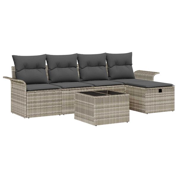 vidaXL Set Divano da Giardino 6 pcs Grigio chiaro polyrattan