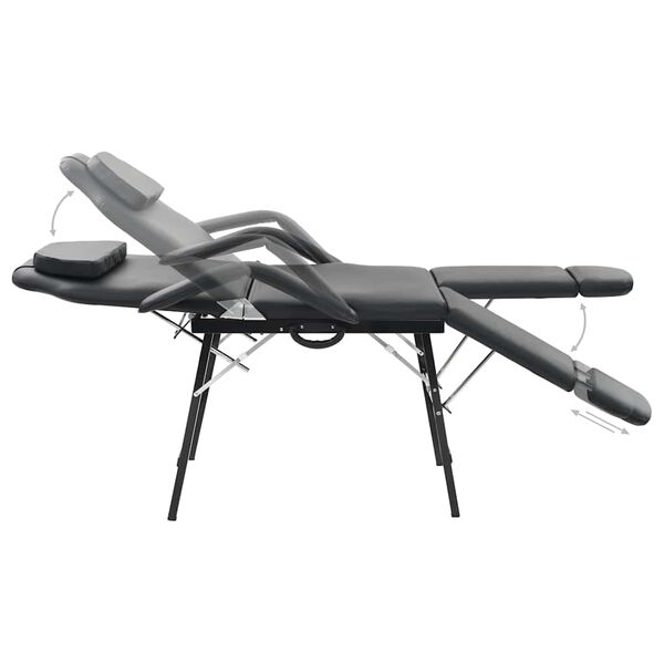 vidaXL Lettino da Massaggio Portatile in Similpelle 185x78x76 cm Nero