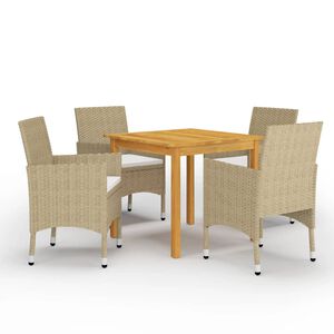 vidaXL Set Mobili da Pranzo per Giardino 5 pz Beige
