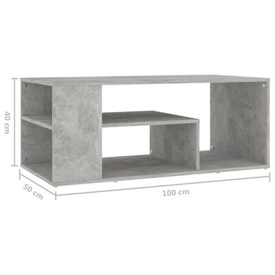 vidaXL Tavolino Salotto Grigio Cemento 100x50x40 cm Legno Multistrato