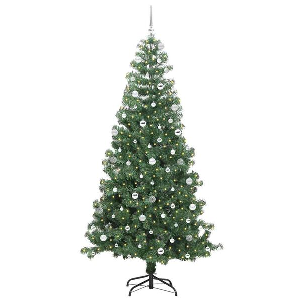 vidaXL Albero di Natale con 300 LED con supporto Verde 240 cm PVC