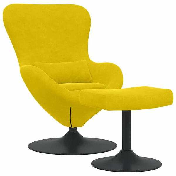 vidaXL Sedia Egg con Pouf Giallo Velluto