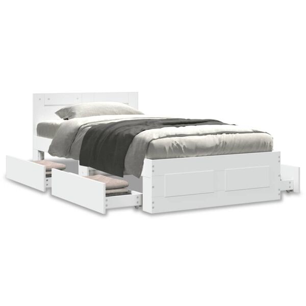 vidaXL Giroletto con Testiera senza Materasso Bianco 90x200 cm