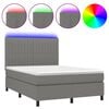 vidaXL Letto a Molle Materasso e LED Grigio Scuro 140x190cm in Tessuto