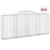 vidaXL Cesti Gabbioni ad Arco 15 pz 300x30x120/140 cm Ferro Zincato