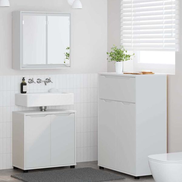vidaXL Set di mobili per il bagno 3 pcs Bianco Legno multistrato