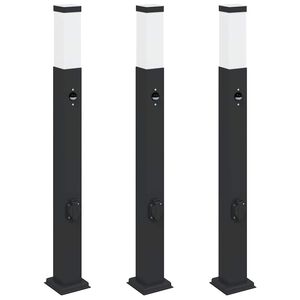 vidaXL Lampioni a paletto con sensore e presa 3 pz 80 cm neri IP44